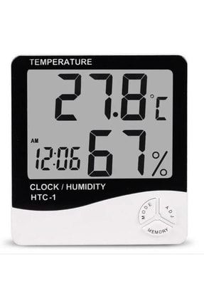Isı Sıcaklık Nem Ölçer Saatli Termometre -1 htc-td-01