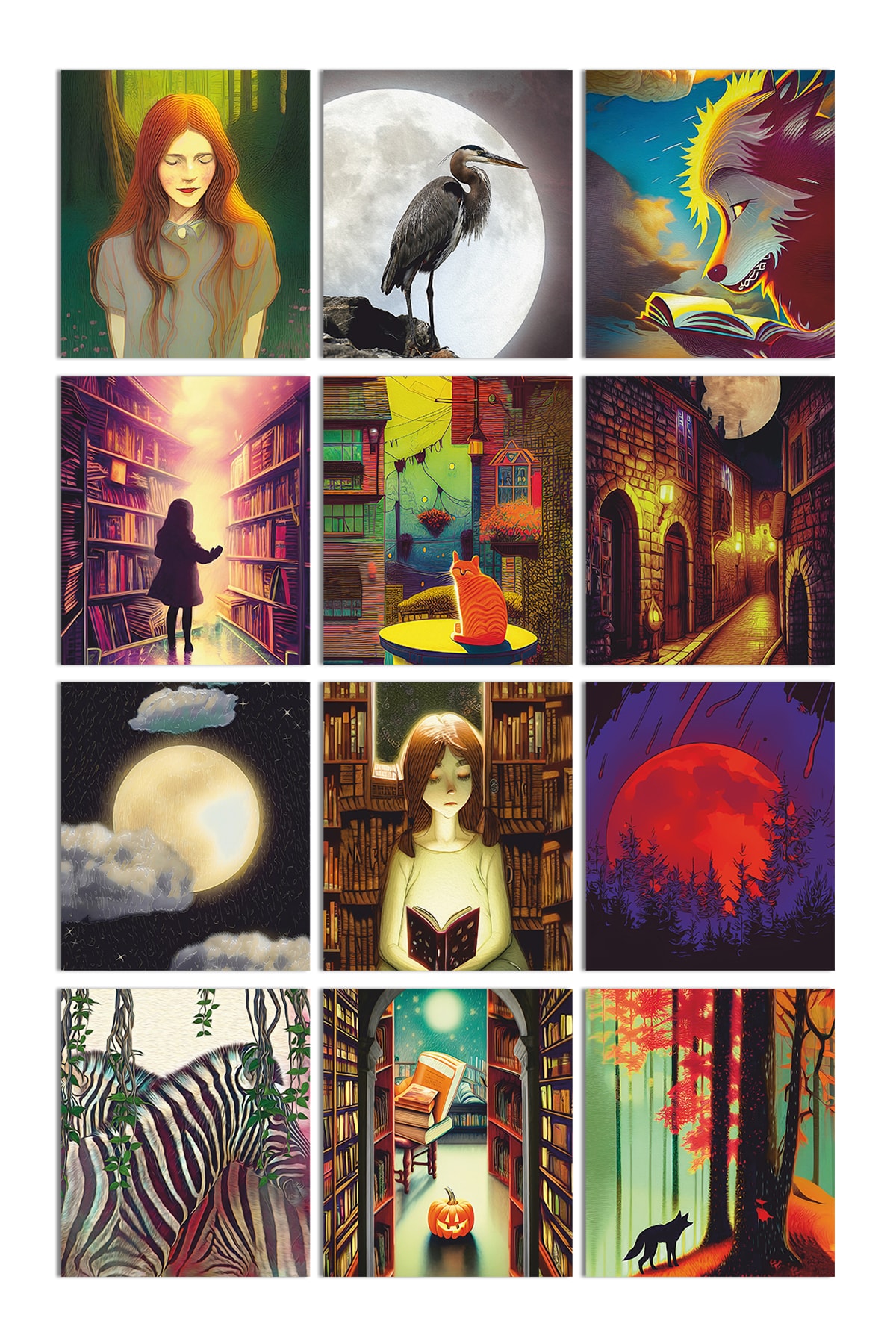 Özer Store 12 Adet Renkli Dekoratif Süsleme Kartpostal Seti