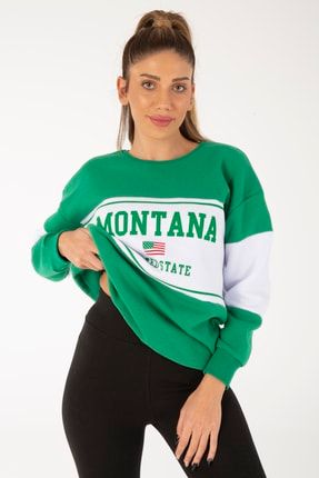 Kadın Oversize Yeşil Montana Sweatshirt TWNTY-KYM