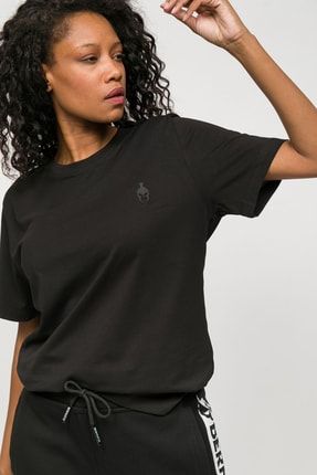 Sıfır Yaka T-shirt Siyah Basic Kadın Bernotti-00011