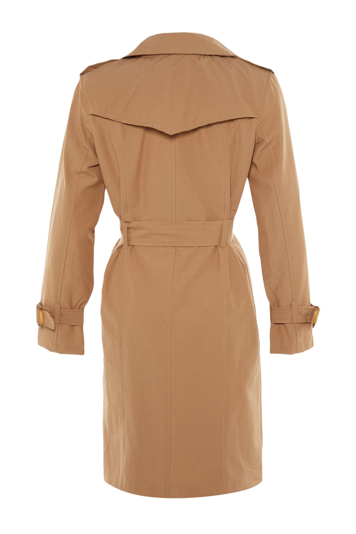 Trendyol Collection-Camel Belted Long Trench Coat Twoss21Tr0020 6