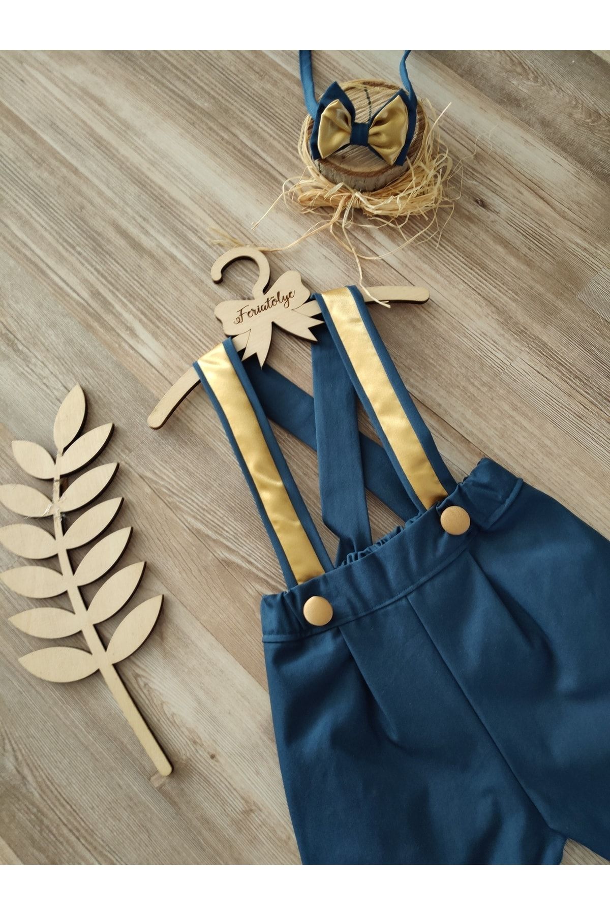 Blue and gold striped sales overalls