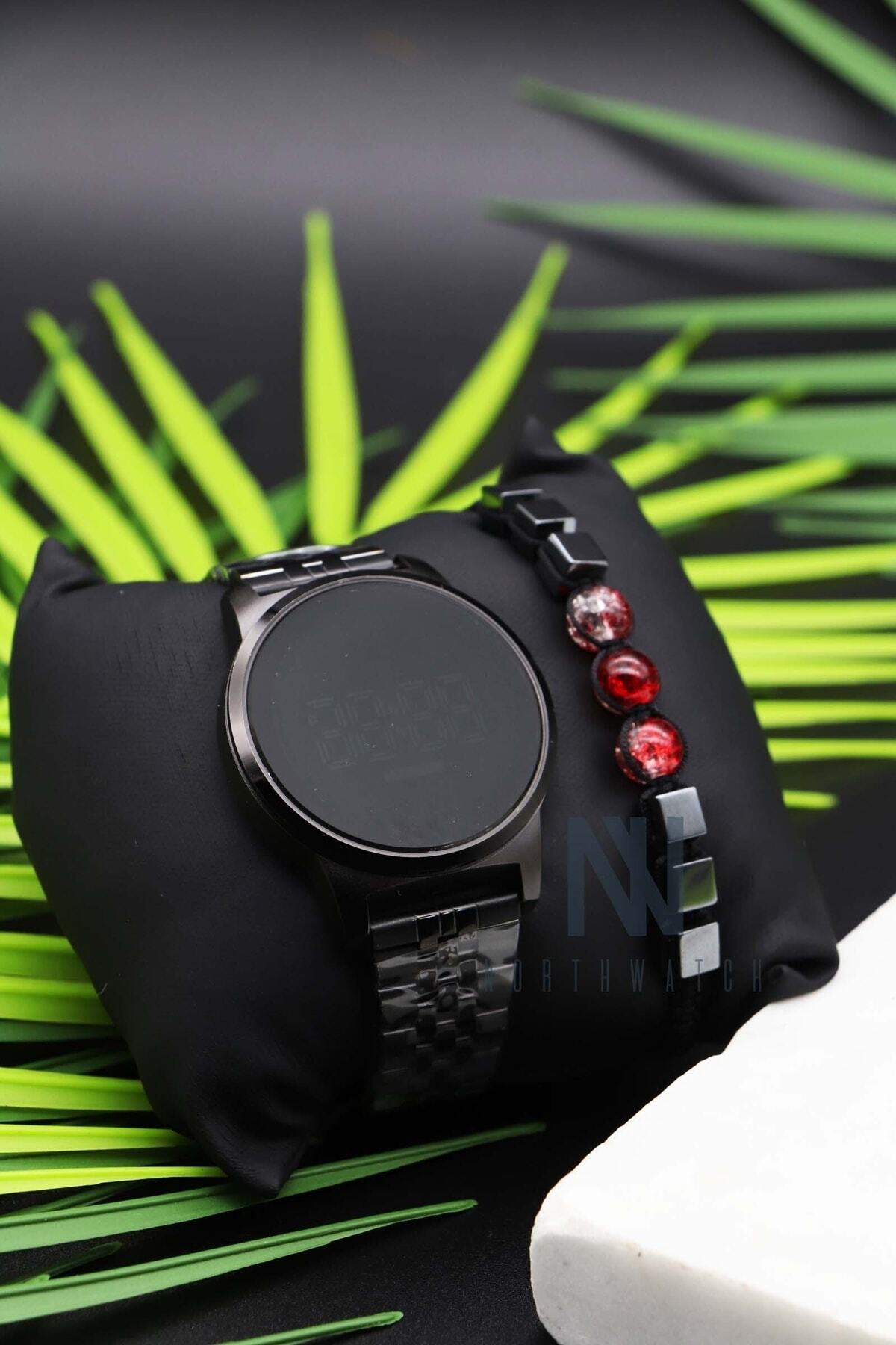 Northwatch Erkek Kol Saat, Hematit Taş Bileklik Hediyeli