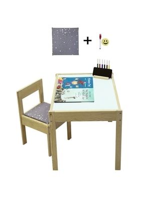 Ahşap Çocuk Masası Sandalyeli Yaz Sil Yüzey mslmsaysy1