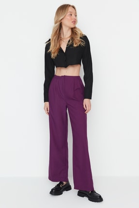 TRENDYOLMİLLA Mor Bol Pa&ccedil;a Pantolon TWOAW23PL00332