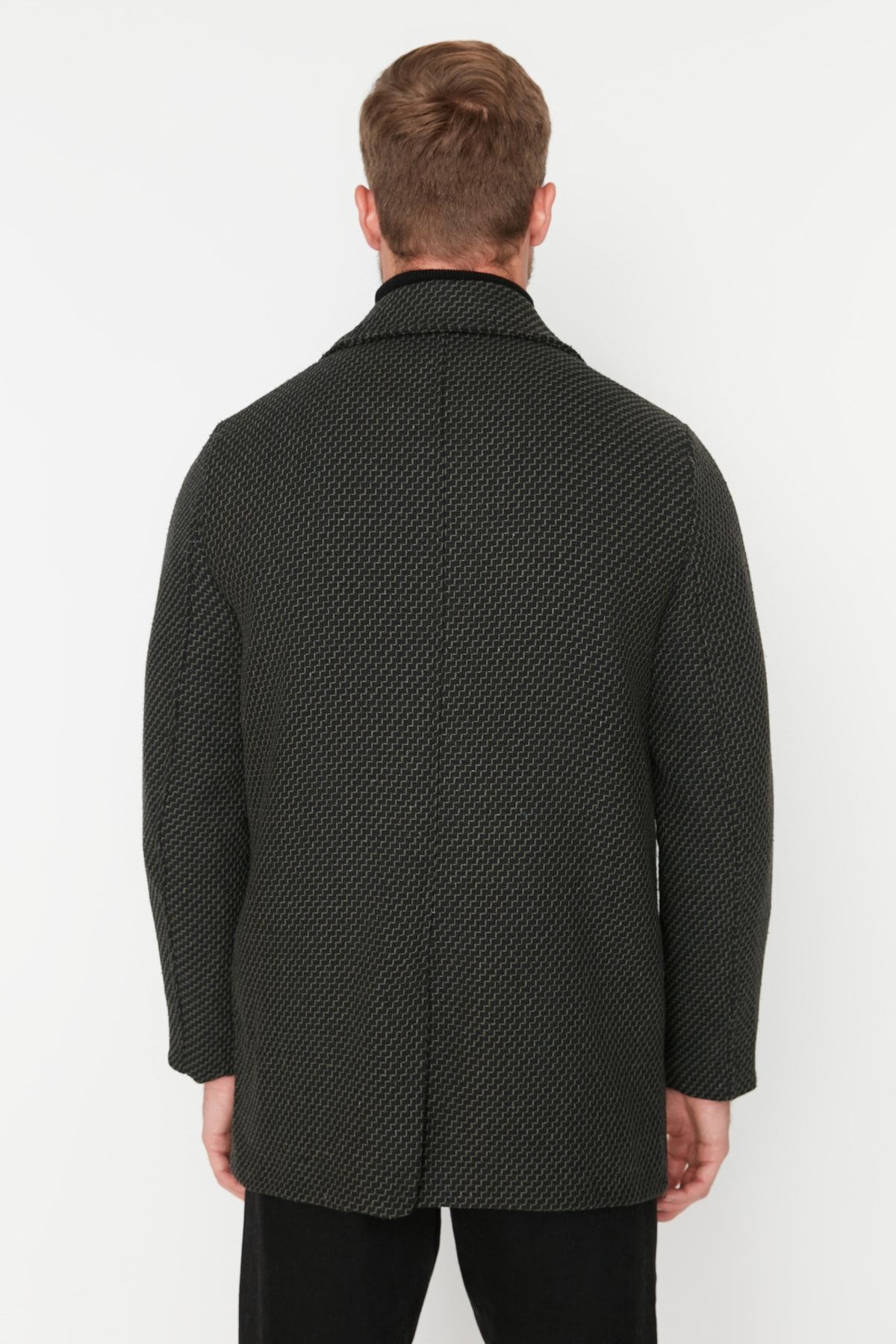 Trendyol Collection-Khaki Textured Winter Coat - Regular Fit, Double Breasted Coverage TMNAW23KB00002 5