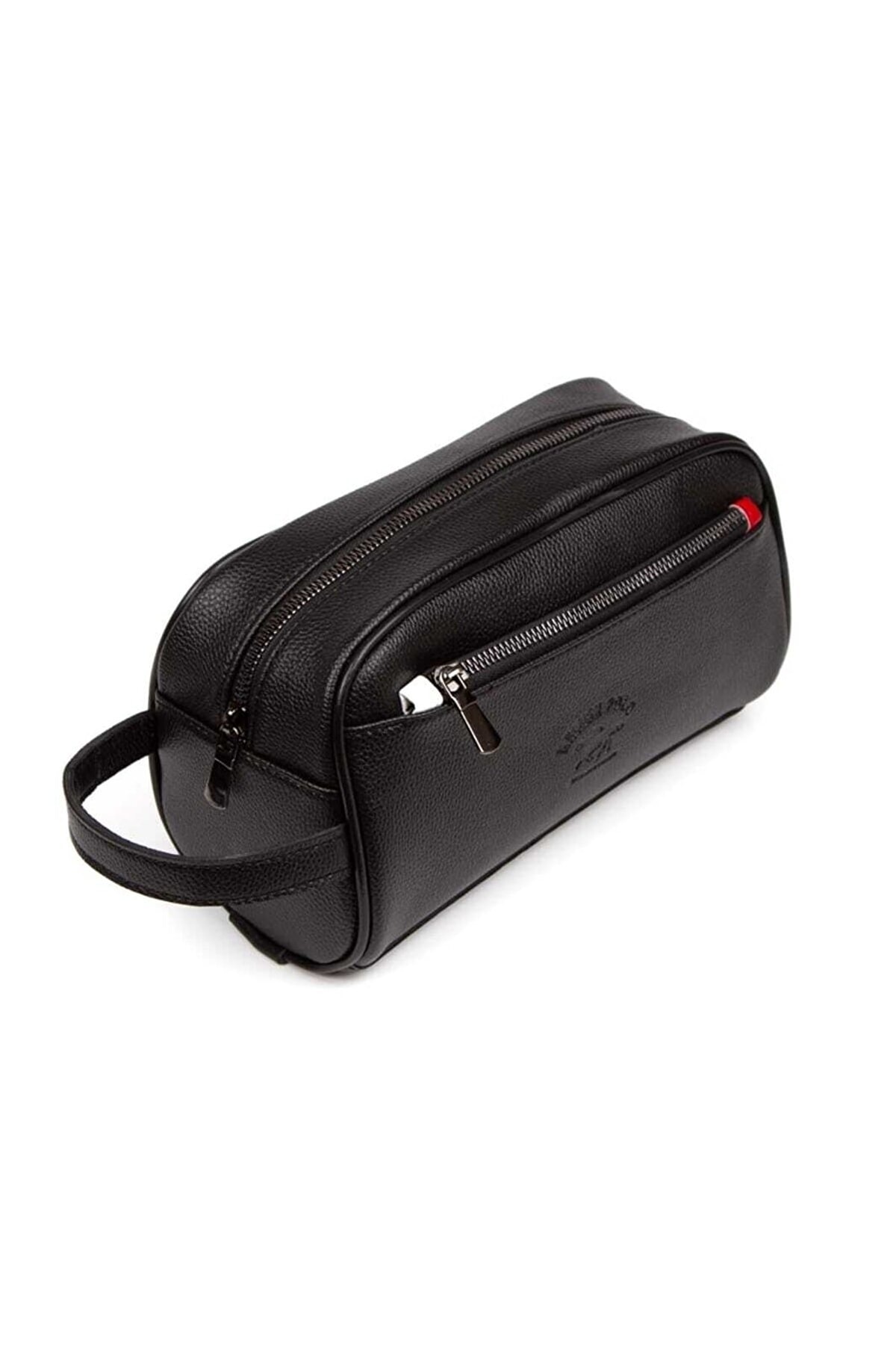 Newish Adelina Siyah Deri Portföy El Çantası Seyahat Traş Kozmetik Clutch Çanta Ve Mekanizmalı Cüzdan Set görsel 6