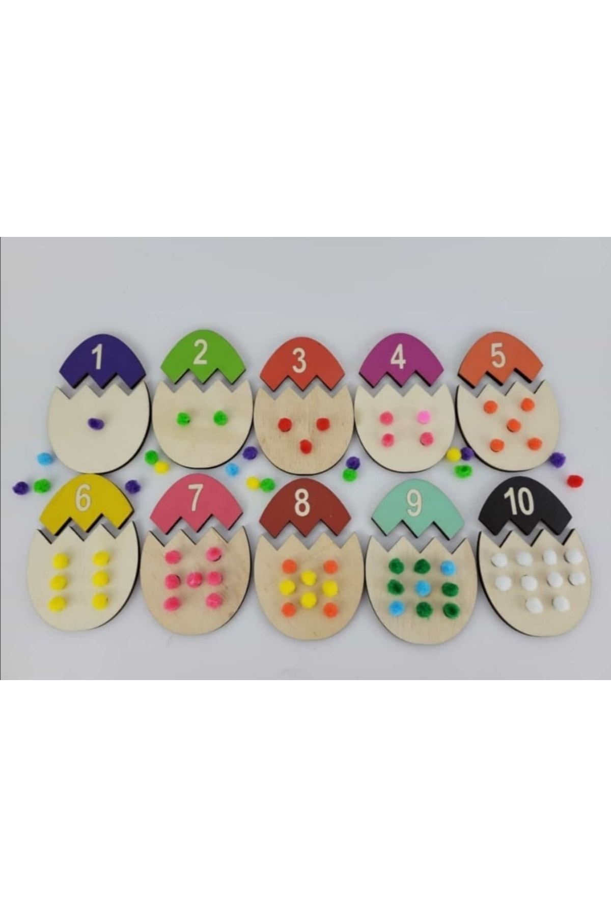 Ankebut Ponponlu Yumurta Sayı Ve Değerlerini Öğreniyorum Ahşap Montessori Puzzle fotoğrafı 3 (önizleme)