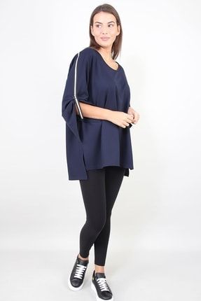 Kadın Lacivert Kolu Ayarlanabilir Bluz B21-5016