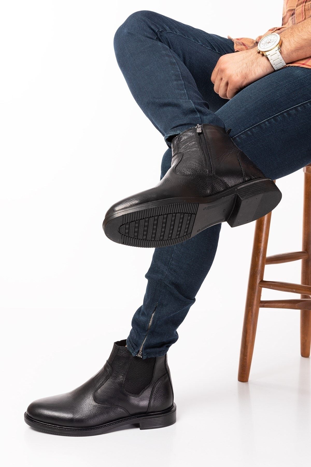 maximoda Genuine Leather Men s Laceless Leather Boots