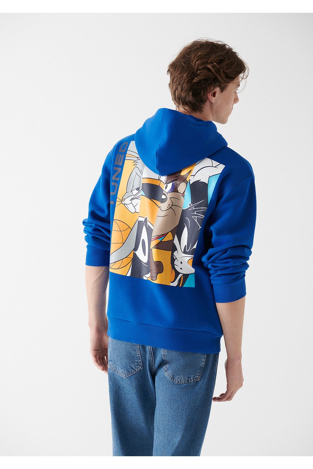 Mavi Space Jam Baskılı Kapüşonlu Lacivert Sweatshirt 0610790-70896