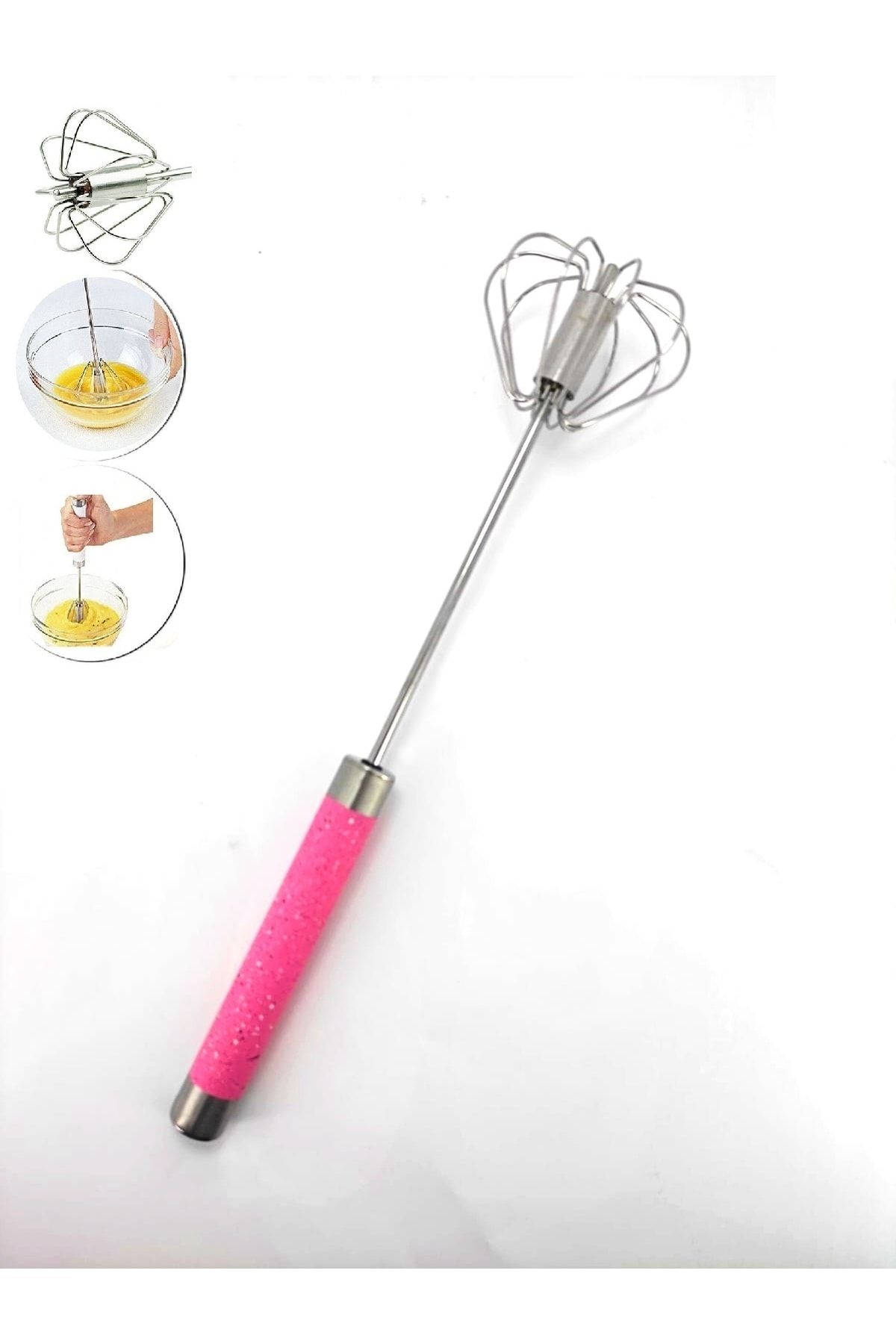 Basmalı Otomatik Çırpıcı Bas Çek Mikser Karıştırıcı Paslanmaz Çelik Pembe Mermer