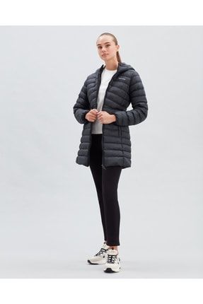 W Essentil Maxi Lenght Hooded Jacket Kadın Siyah Mont - S212005-001