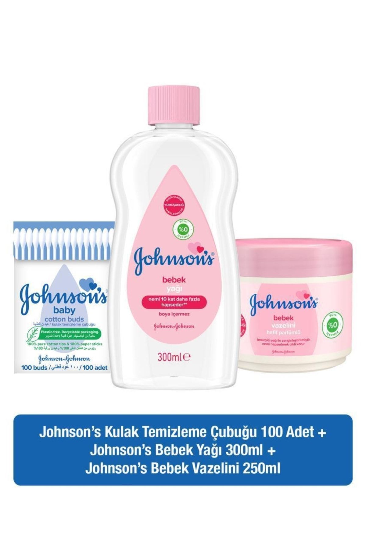 Johnson's Kulak Temizleme Çubuğu 100 Adet + Johnson’s Normal Bebek Yağı 300 Ml + Johnson’s Hafif Par