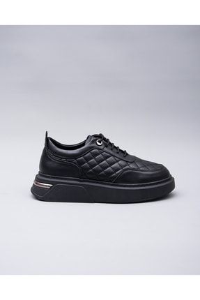 Siyah Kapitone Detaylı Bağcıklı Sneaker 20015