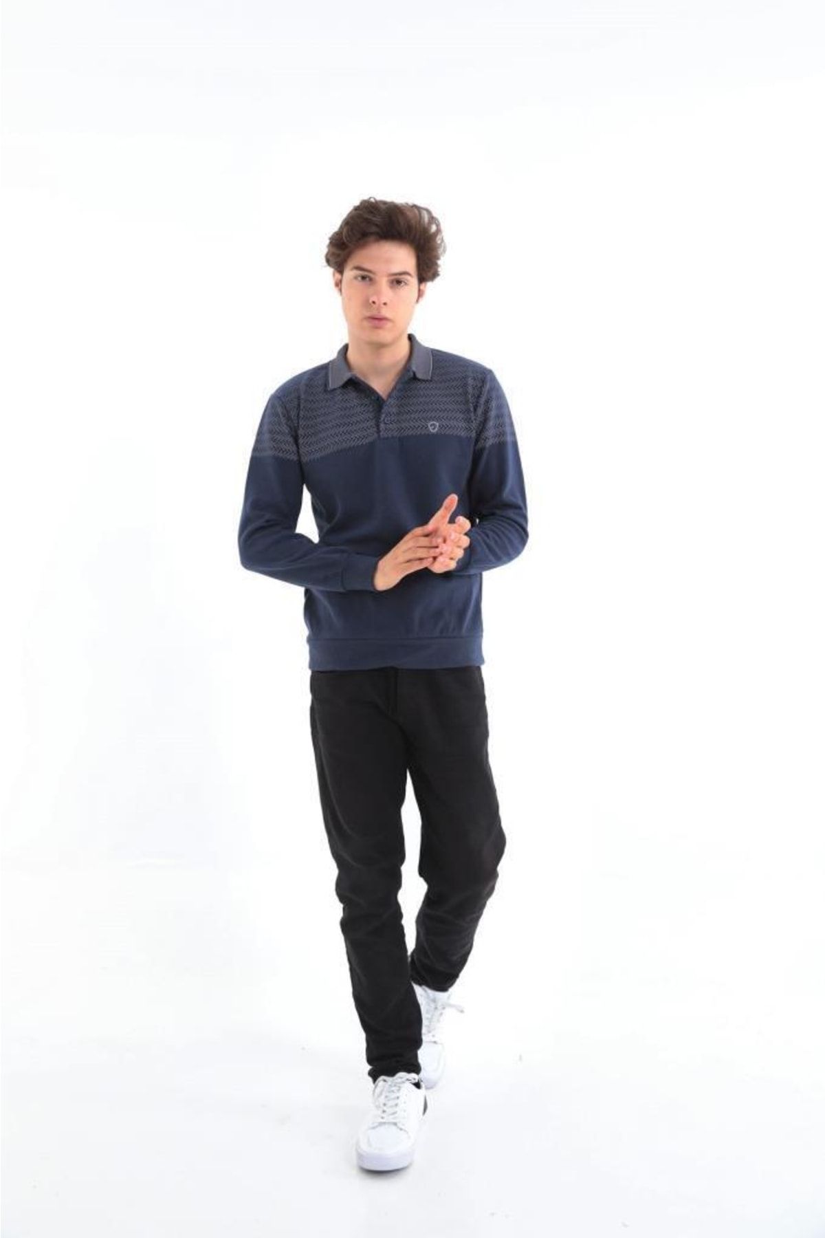Dark blue sales polo sweater
