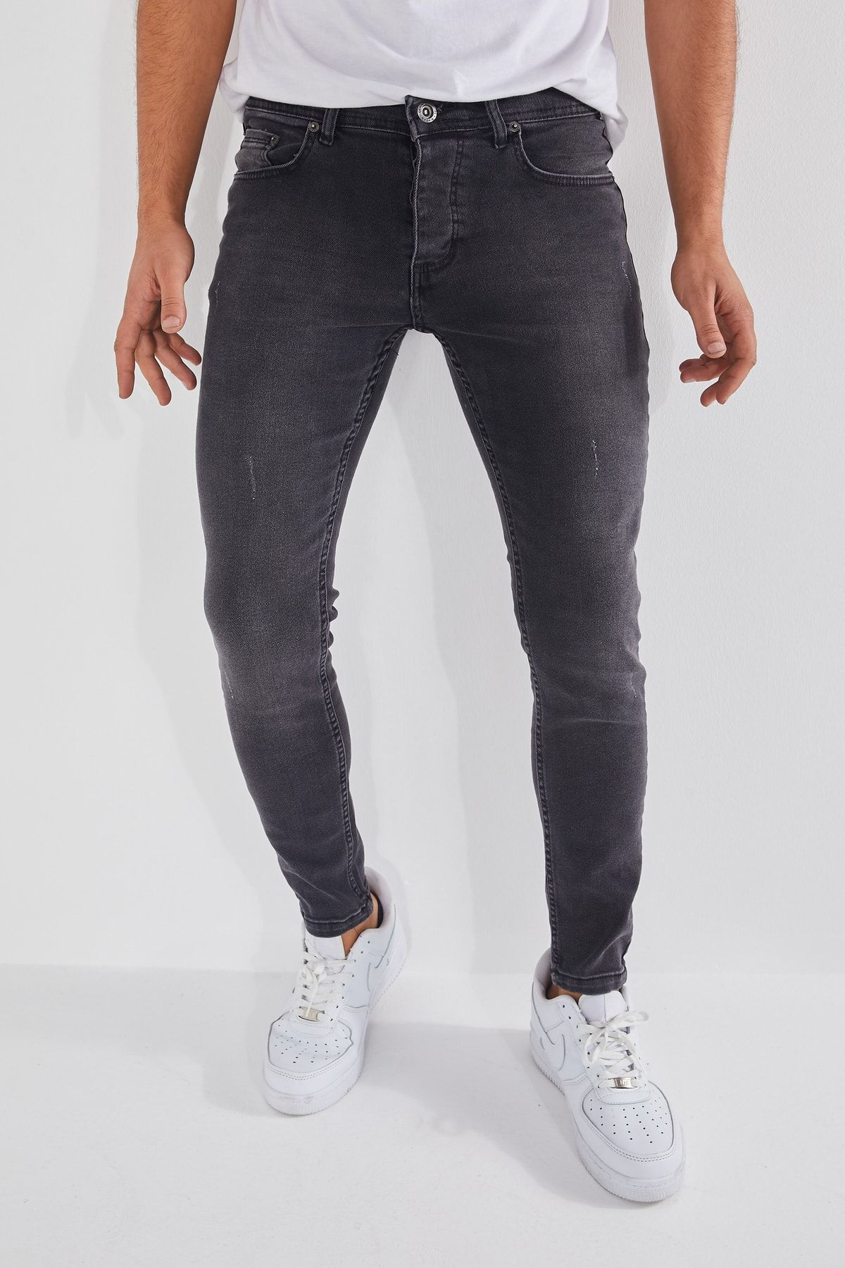 ENERJ N Men s Jeans Skinny Fit Lycra Anthracite Tabs Trendyol