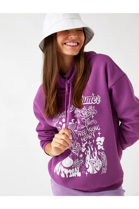 Koton Oversize Sweatshirt Baskılı Kapüşonlu