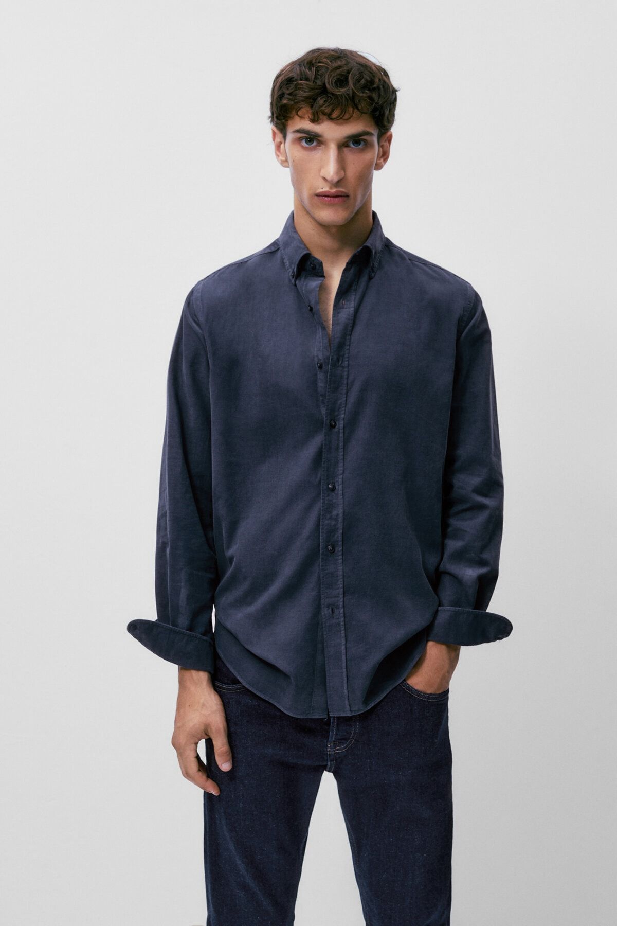 Massimo Dutti Slim Fit Micro Corduroy Shirt