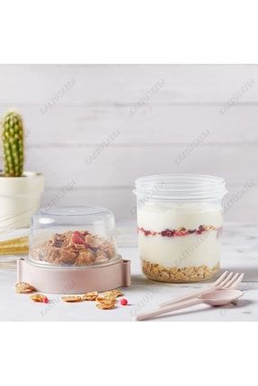 Kapaklı Kaşık Ve Çatallı Hazırla Ve Çık Diyet Ve Yoğurt Kabı Yemek Saklama Kabı Pudra 7480000716772