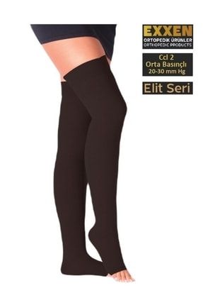 Elit Seri Ccl2 Orta Basınç Diz Üstü Burnu Açık Siyah Ve Ten Rengi Seçenekli Varis Çorabı Elite-Dizüstü