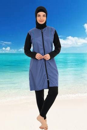 Fully Covered Swimsuit-hijab Swimsuit/1500-5-p.mavi Tam Kapalı Mayo-1500-5-