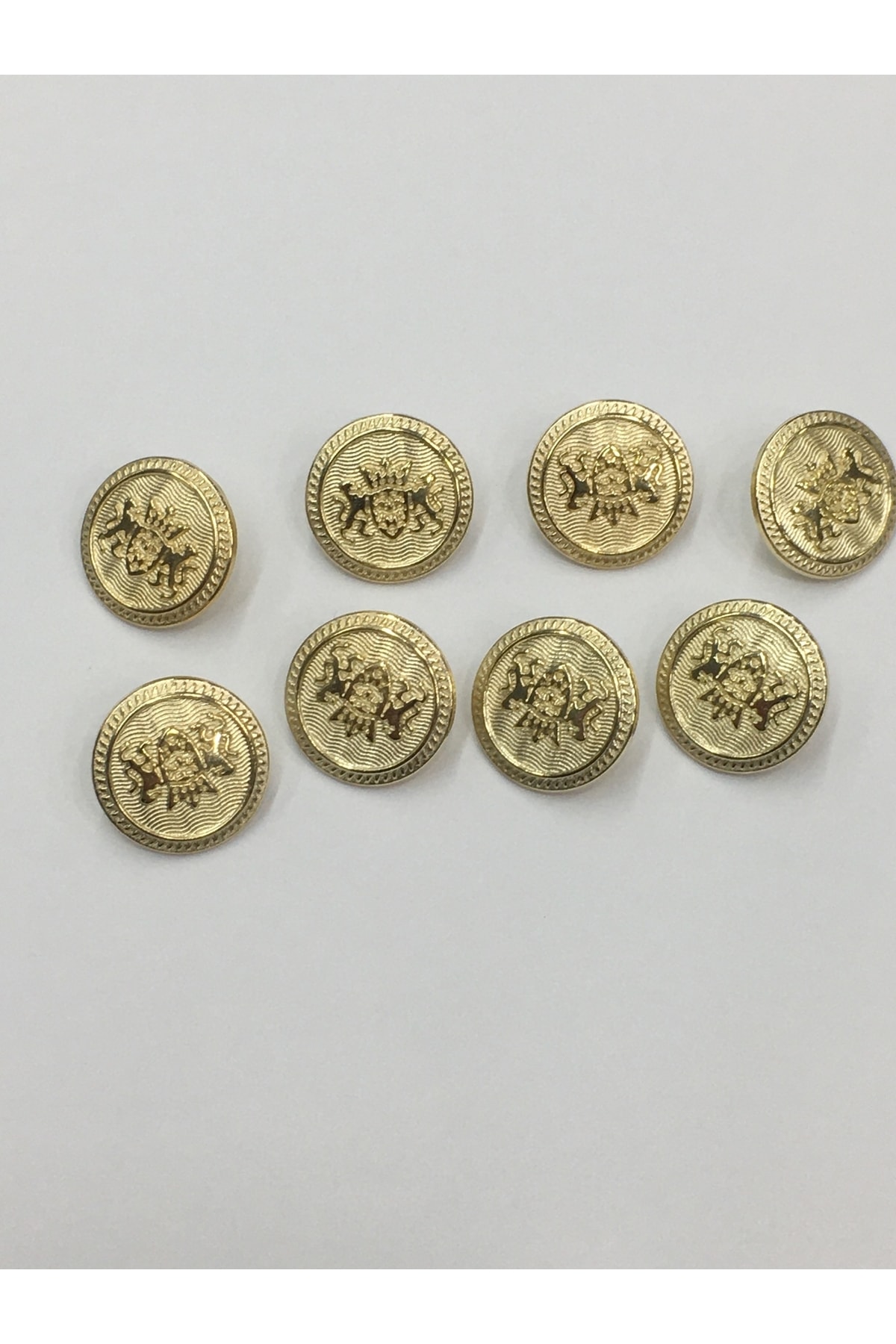 Metal Button Matte Gold Small Series Set of 8 / Double Lion Model / 1.7 Cm