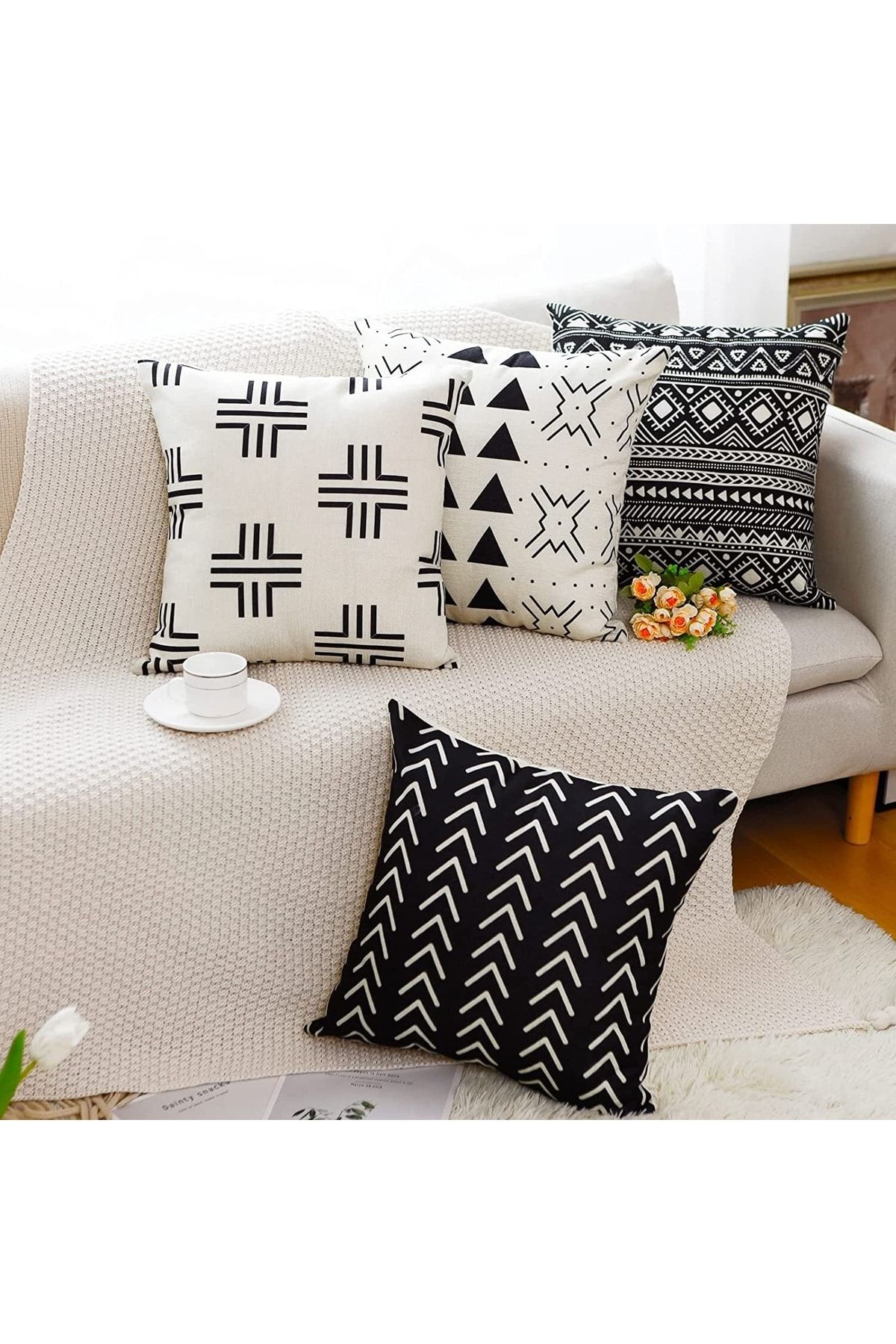 EVYA Scandinavian Tribal Patterned Decorative Throw Pillow Case
