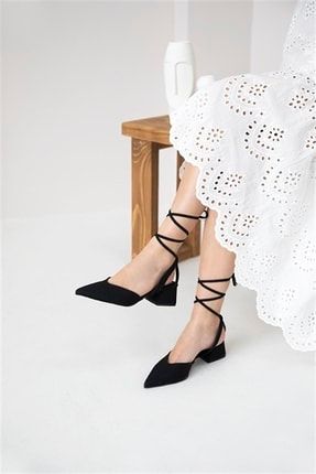 Gemma Bilekten Bağlamalı Kadın Topuklu Ayakkabı Siyah SBSY20220063