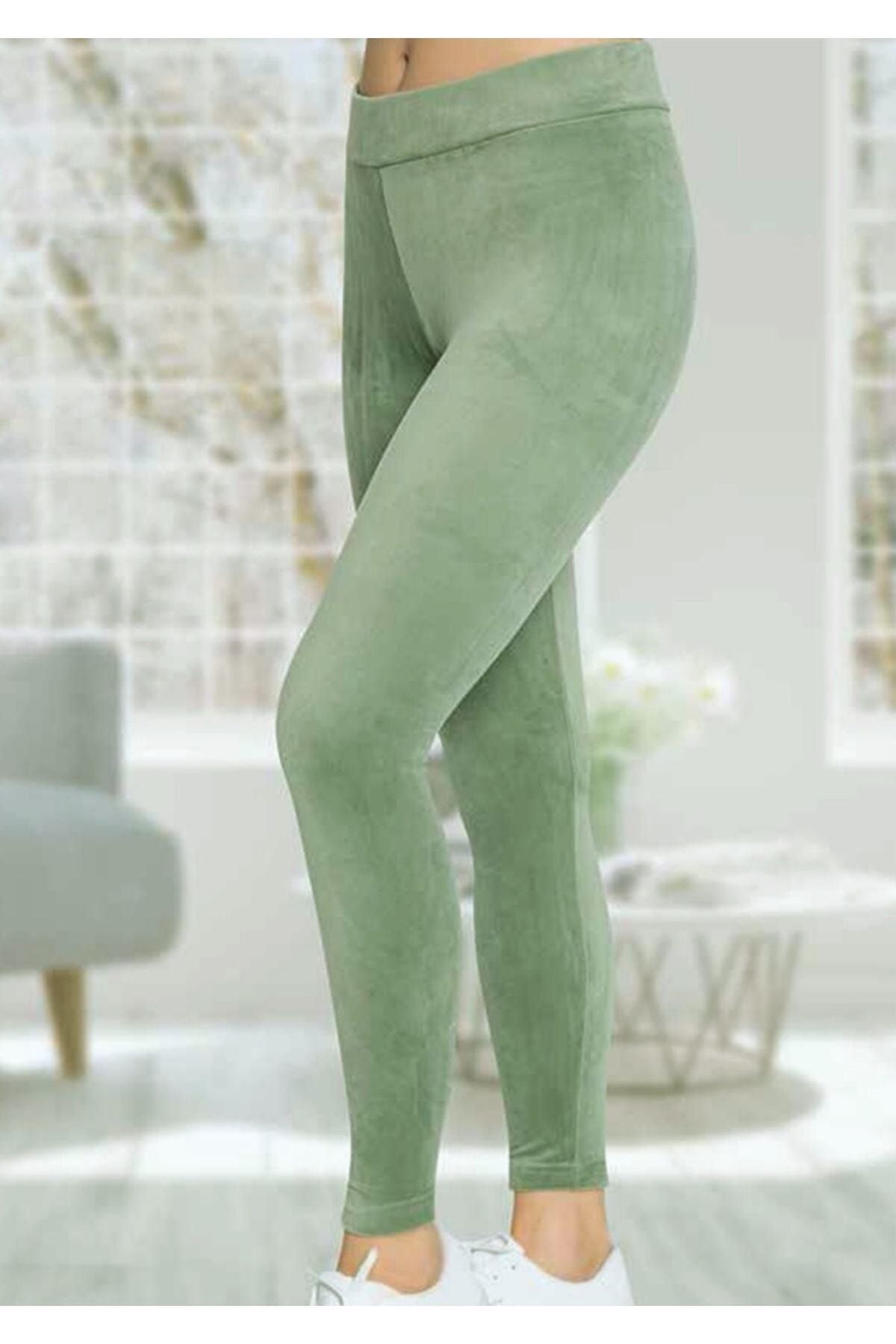 Green velvet leggings online