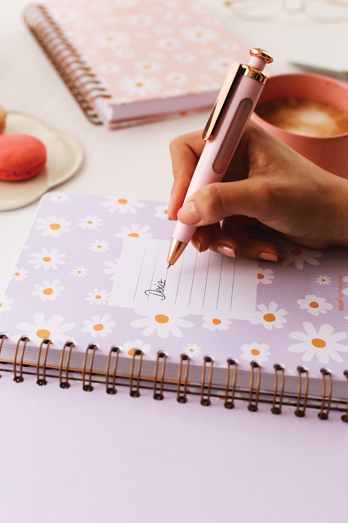 Matt Notebook-A5 15x21 Cm Spiral Lined Undated Notepad Daisy 3