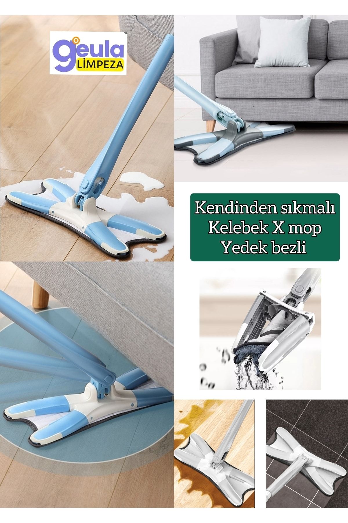 AYLA STAND 360 Degree Rotating Self Wringing X Mop