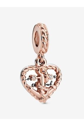 Kalpli Çapa Rose Sallantılı Gümüş Charm PNC0200100DR