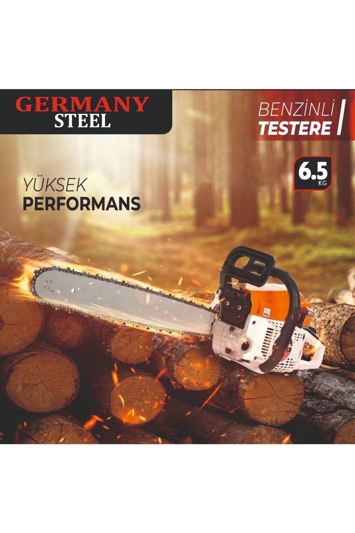 Germany Steel Alman Benzinli Testere 7.9 Hp 62cc Ağaç Odun Dal