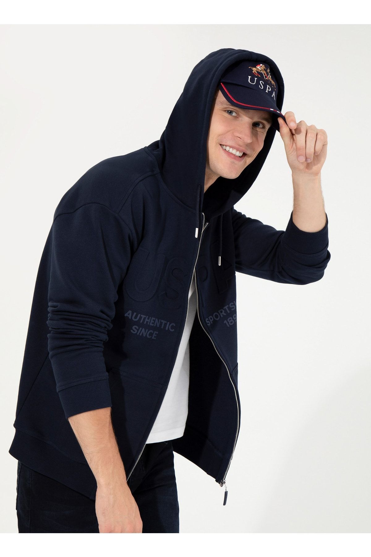 ژاکت کش باف پشمی مردانه آبی ناوی تانزا U.S. Polo Assn.