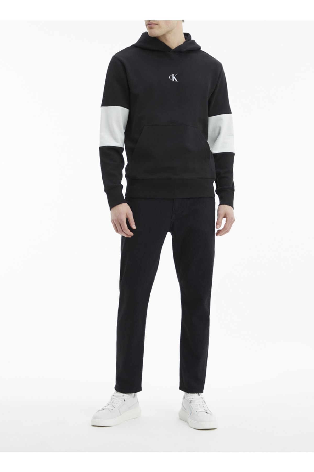 Calvin Klein Bisiklet Yaka Siyah Erkek Sweatshırt J30j321882-beh_strıpe Ck Colorblock