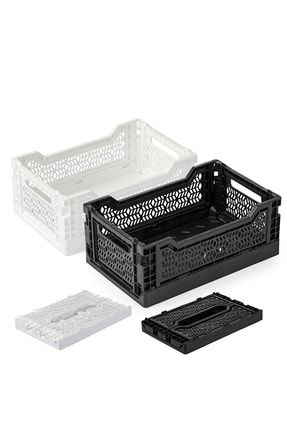 Mini Box Katlanabilir Plastik Kasa 2 Adet (siyah-beyaz) AP 271711-MB-766-111
