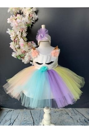 Kız Bebek Unicorn Elbise Mevlüt Elbisesi Özel Gün 6 Aylık UNI001