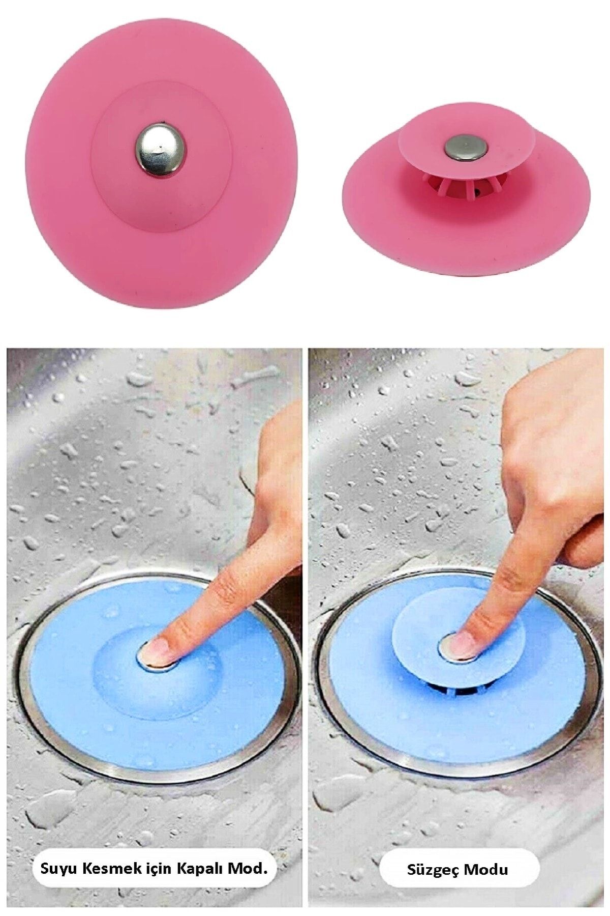 Lavabo Küvet Tıkacı Mutfak Gider Tıpası Lavabo Süzgeci Pembe