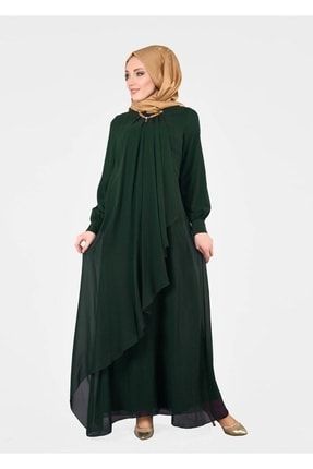 Kadın Yeşil (ZÜMRÜT) T 74525 Fy Collection-şifon Detaylı Abiye Elbise 17YABLT74525