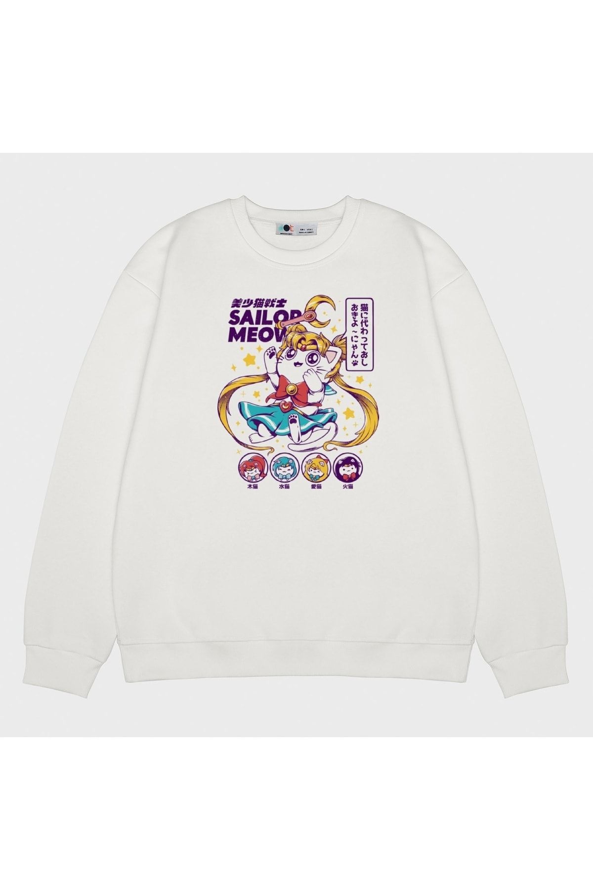 GreenMint Hanorac Unisex Ecru Sailor Meow Unisex - XL