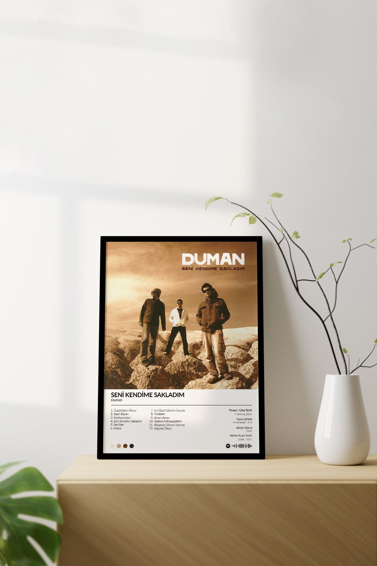 House Gorgeous Duman Seni Kendime Sakladım Siyah Çerçeveli Spotify Barkodlu Albüm Poster Tablo OH10795
