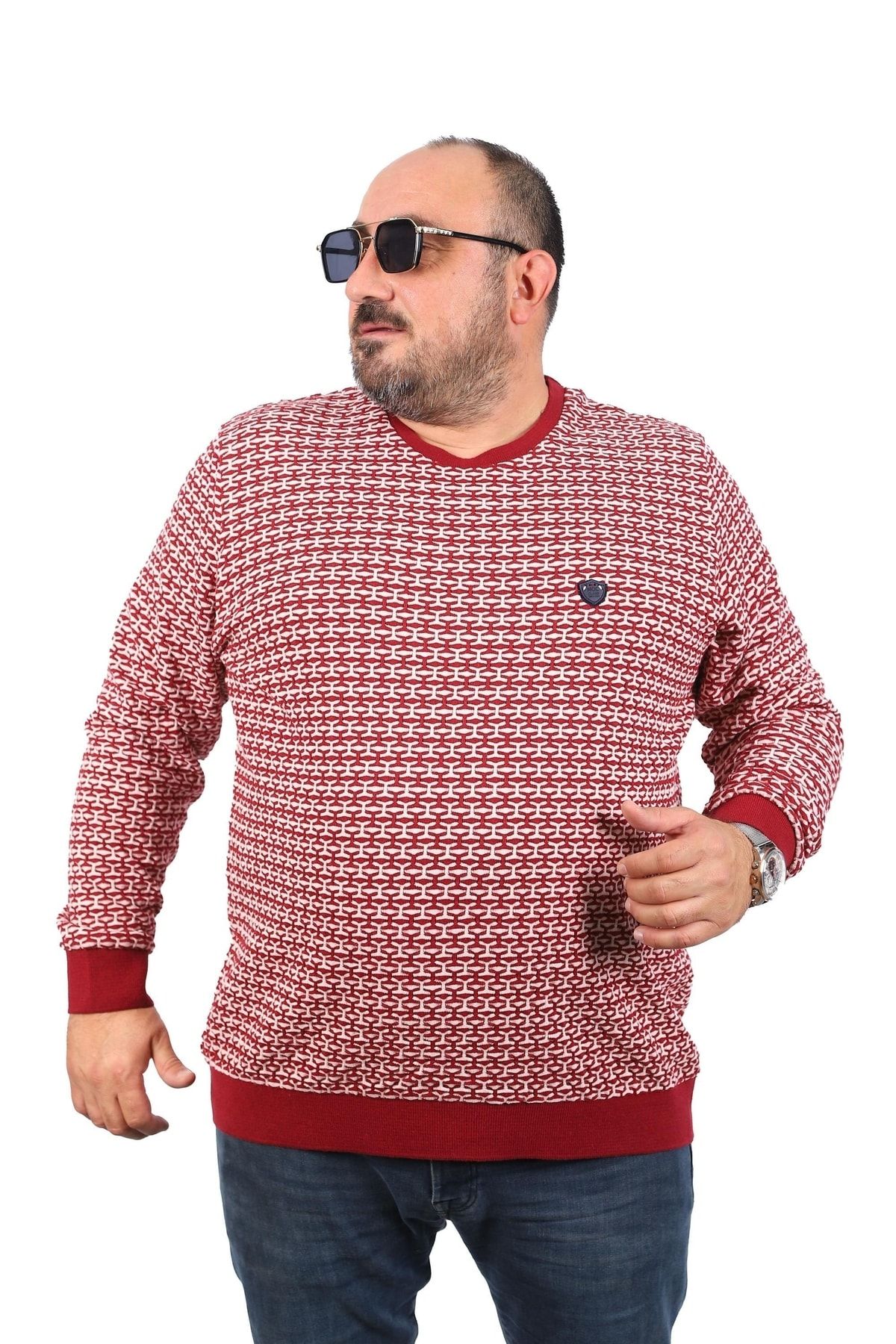 MocGrande Hanorac Pentru Bărbați Cu Gât Crew De Mărime Mare -visiniu Masculin - 6XL