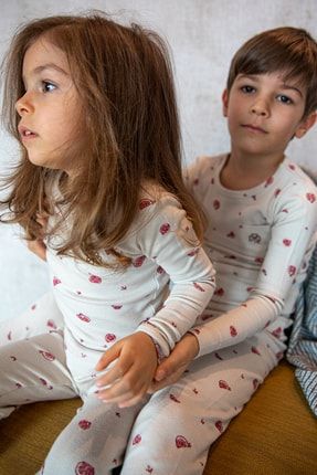 Uzun Kollu Organik Çocuk Pijama Takımı SBM000011-NAR