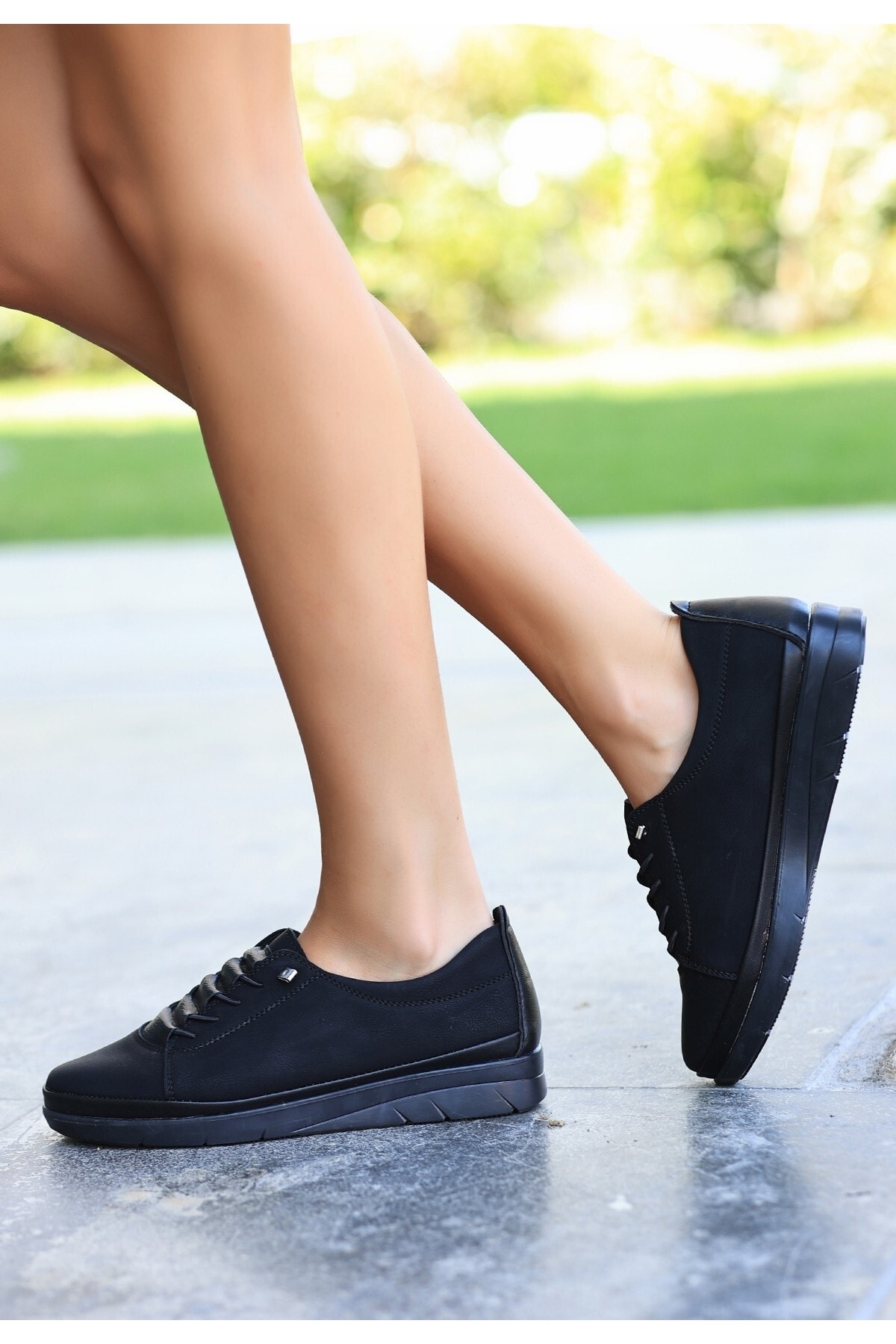 Ax1033 Siyah Nubuk Bağcıklı Spor Ayakkabı