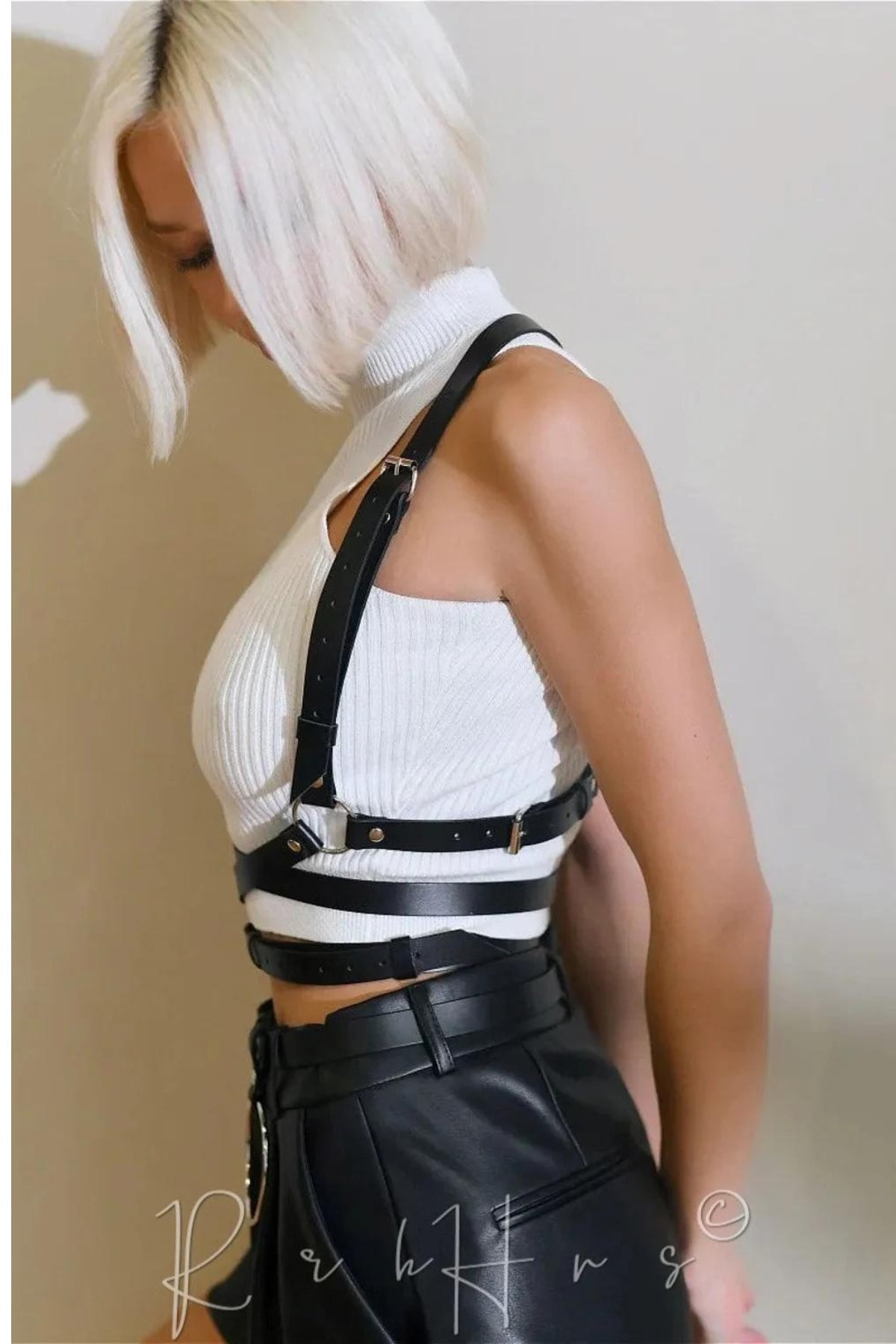 Very Good Miss Kadın Fantazi Deri Iç Giyim Seksi Özel Gece Harness Aksesuar Seti 1100