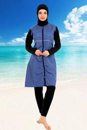 Fully Covered Swimsuit-hijab Swimsuit/1500-7-p.mavisi Y-Tam Kapalı Mayo-1500-7-/G