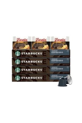 Uyumlu Starbucks 4 Adet 10'lu Dark Espresso Kapsül Kahve Seti + Fiorella 3x 4XESPCAPSUL3XFIORELLAmega
