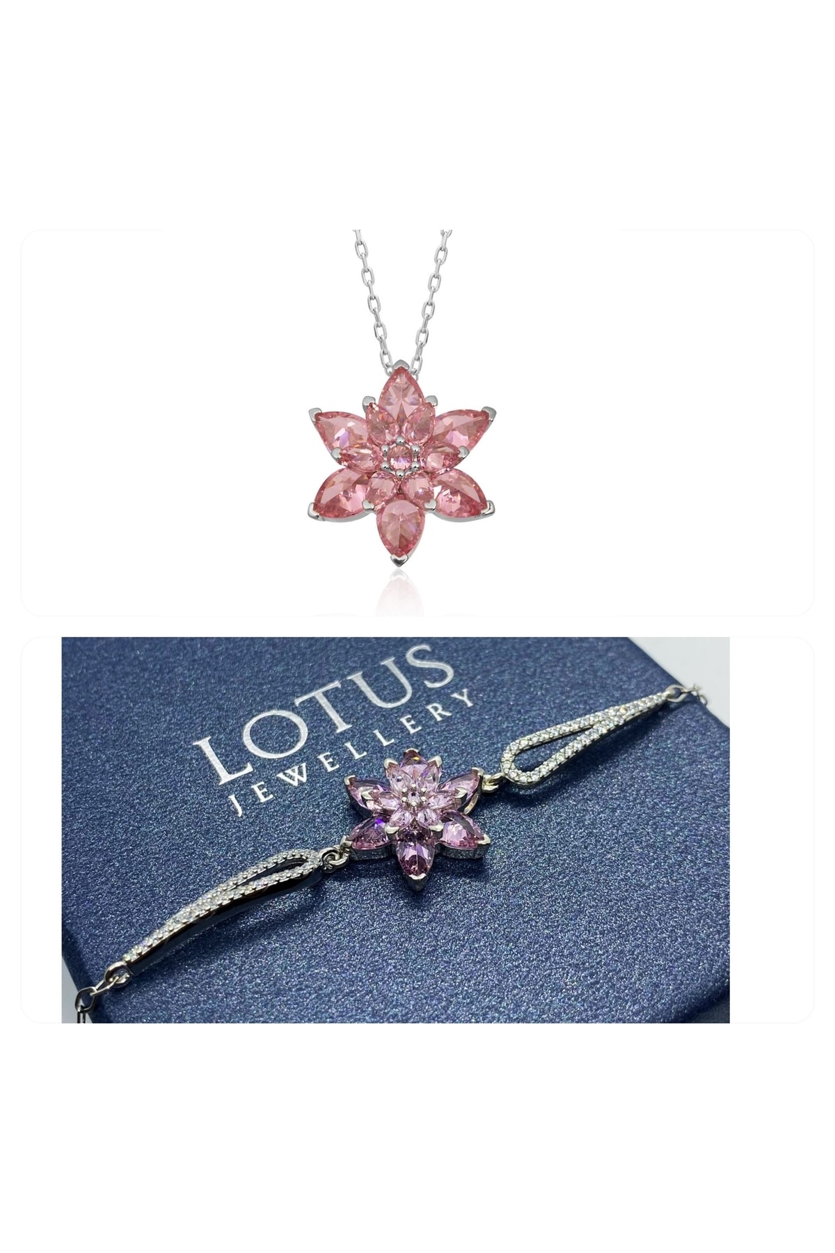 LOTUS JW Lotus Çiçeği Bileklik Ve Kolye Seti | 925 Ayar Gümüş Set