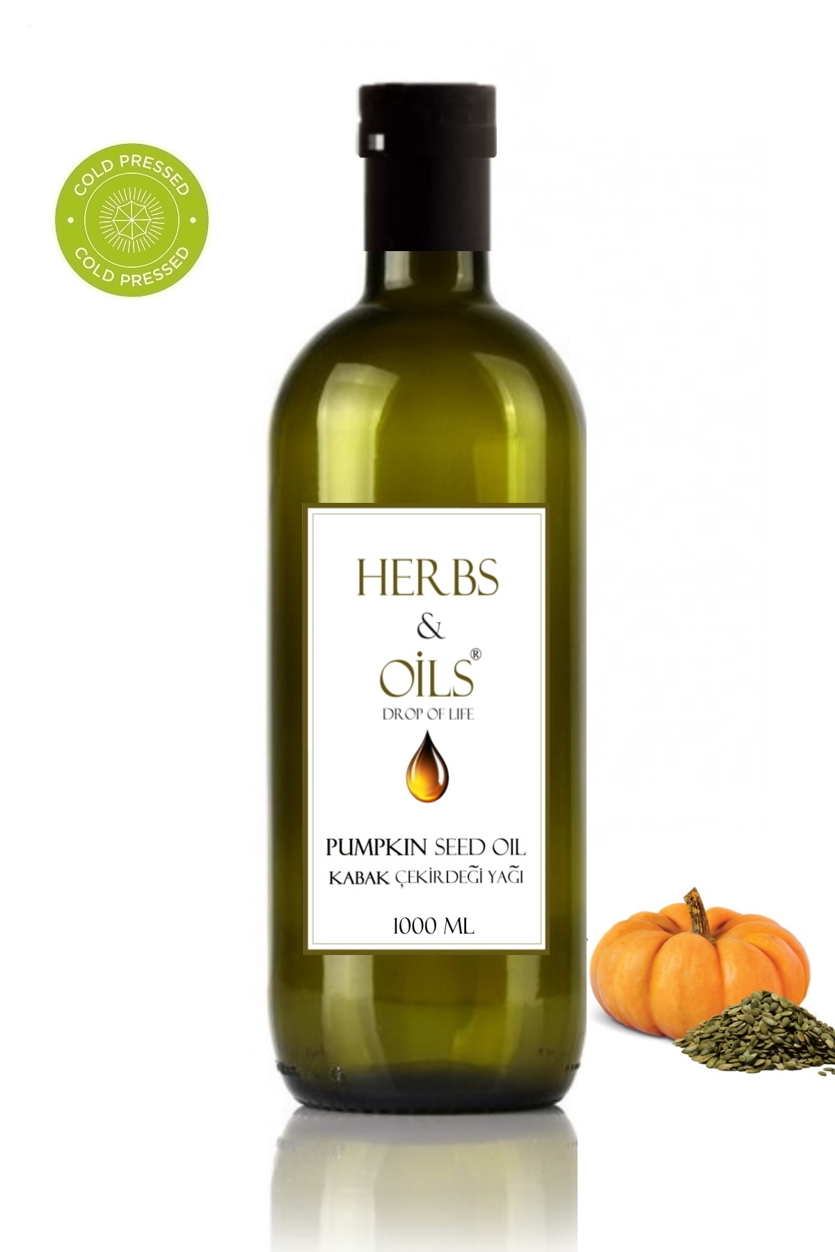 Herbs & Oils Pumpkin Seed Oil ( Cold Press ) Kabak Çekirdeği Yağı 1000 Ml ( Soğuk Sıkım )